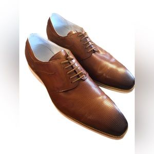 GIOVANNI Handmade Italian Leather Men’s Oxford Lace Up Shoes in Cognac